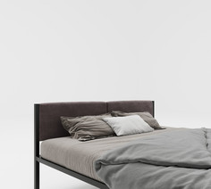 Кровати для подростков Подростковая кровать ROOMIROOM двуспальная металлическая с мягким изголовьем Вивальди 200х140