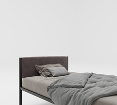 Кровати для подростков Подростковая кровать ROOMIROOM односпальная металлическая с мягким изголовьем Вивальди 200х90