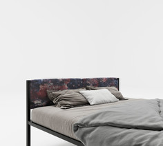 Кровати для подростков Подростковая кровать ROOMIROOM двуспальная металлическая с мягким изголовьем Космос 200х140