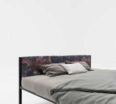 Кровати для подростков Подростковая кровать ROOMIROOM двуспальная металлическая с мягким изголовьем Космос 200х160