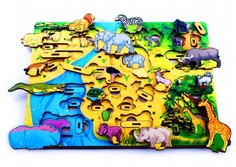 Деревянные игрушки Деревянная игрушка Нескучные Игры Доска 3D Водопой на Лимпопо