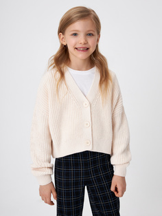 Вязаный кардиган для девочек (белый, 134) Sela