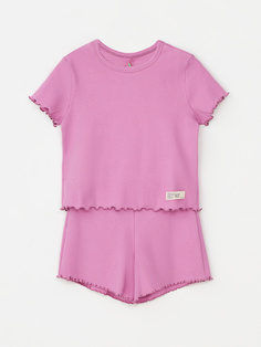 Пижама в рубчик для девочек (розовый, 146-152) Sela