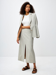 Юбка миди с разрезом (зеленый, S) Sela