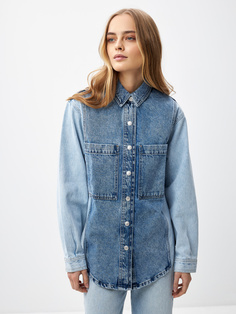 Джинсовая рубашка пэчворк (голубой, S) Sela
