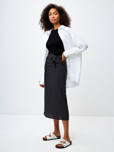 Юбка миди в горошек (черный, M) Sela