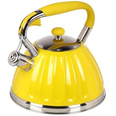 Чайник нержавеющая сталь, 3 л, со свистком, ручка бакелитовая, Daniks, индукция, желтый, GS-04611Y