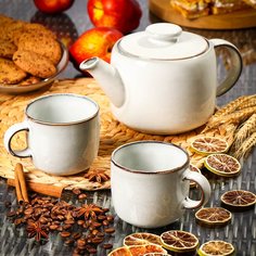 Набор чайный керамика, 3 предмета, на 2 персоны, чайник 1000 мл, кружки 325 мл, Y6-7097