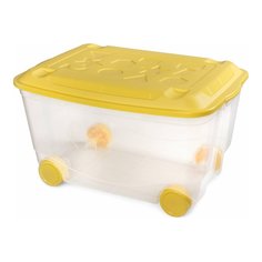Ящик для игрушек 45 л, на колесах, с крышкой, пластик, 58х39х33.5 см, бесцветный, Пластишка, 431306201