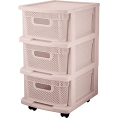 Комод 3 ящика, Ajur, 37х30х52 см, бежевый топаз, на колесиках, KL379522005, Keeplex