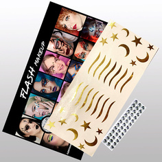 Наклейки для лица VLASOVA JULIA Наклейки для макияжа набор -стрелки стразы звездочки луны золото B0203