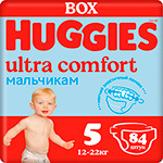 Подгузники Huggies Ultra Comfort для мальчиков, 5, 12-22 кг, 84 шт.