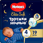 Ночные трусики-подгузники Huggies Elite Soft 4 9-14 кг 19 шт.