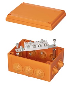 Коробка распределительная DKC FSK21410 пластиковая FS с кабельными вводами и клеммниками, IP55, 150х110х70 мм, 4р, 450V, 32A, 10 мм2, нерж.контакт, "V