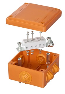 Коробка распределительная DKC FSB11510 пластиковая FS с кабельными вводами и клеммниками, IP55, 100х100х50 мм, 5р, 450V, 20A, 10 мм2, "Vulcan"