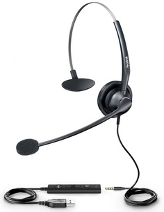 Гарнитура проводная Yealink UH33 с шумоподавлением, моно, разъемы jack 3.5 mm и USB