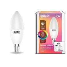 Лампа светодиодная Gauss 1190112 Smart Home RGBW E14 C37 5 Вт 2700-6500K 450...470 лм