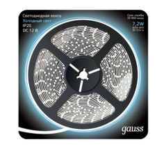 Лента Gauss 312000307 LED 5050/30-SMD 7.2W 12V DC холодный белый (блистер 5м)