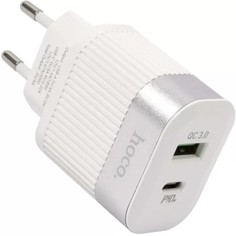 Зарядное устройство сетевое Hoco RC4 УТ000024733 USB+Type-C, PD20W+QC3.0, белое