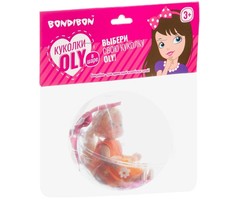 Куклы и одежда для кукол Bondibon Набор игровой куколка Oly 11 см с собачкой и сумочкой в прозрачном шаре ВВ3887