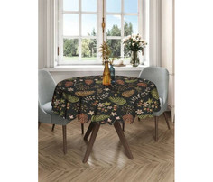 Товары для праздника JoyArty Круглая скатерть на кухонный и праздничный стол Листья на темном фоне 150x150 см