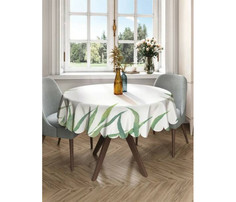 Товары для праздника JoyArty Круглая скатерть на кухонный и праздничный стол Акварельная тропическая листва 150x150 см
