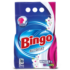 Бытовая химия Bingo Стиральный порошок автомат Whits & Colors 3 кг