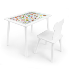 Детские столы и стулья Rolti Baby Комплект детский стол с накладкой Алфавит и стул Мишка