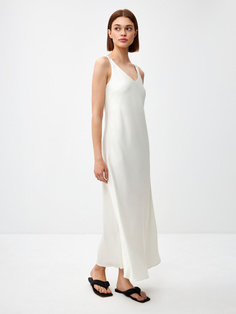 Сатиновое платье макси (белый, XS) Sela