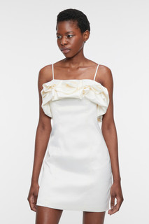 платье женское Платье мини атласное на тонких бретельках с баской Befree