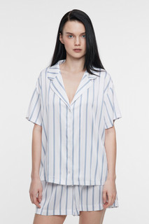 блузка-рубашка oversize домашняя с коротким рукавом Befree