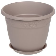 Горшок для цветов пластик, 0.8 л, 13х10.5 см, латте, Idea, Рябина, М 3052