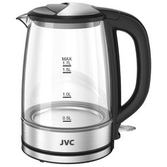 Чайник электрический JVC, JK-KE1806, серый, 1.7 л, 2200 Вт, скрытый нагревательный элемент, стекло