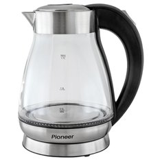 Чайник электрический Pioneer, KE809G, серый, 1.7 л, 2200 Вт, скрытый нагревательный элемент, стекло