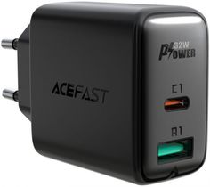 Зарядное устройство сетевое ACEFAST A5 двухпортовое, 32W, USB Type-C/USB Type-A, чёрное