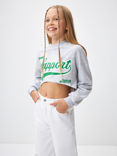 Укороченный свитшот для девочек (серый, 152) Sela