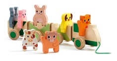 Деревянные игрушки Деревянная игрушка Djeco Пирамидка-паровозик Домашние животные