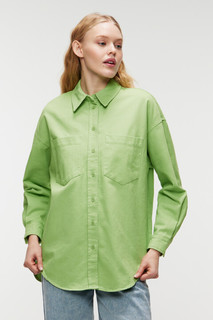 блузка женская Рубашка oversize хлопковая с нагрудными карманами Befree