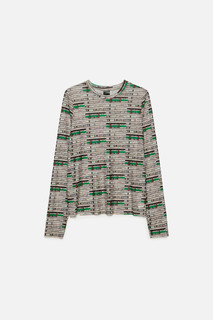 Лонгслив свободный сетчатый с принтом Befree