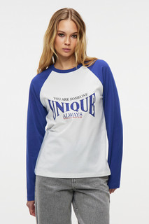 Лонгслив хлопковый с рукавами реглан и принтом Befree