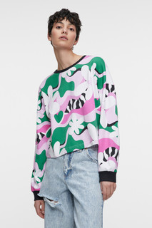 джемпер женский Толстовка хлопковая укороченная с принтом Befree