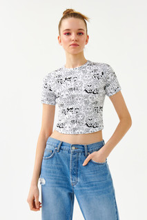 футболка женская Кроп-топ облегающий с принтом Befree