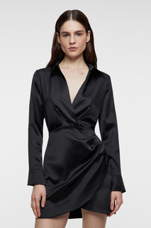 Платье мини атласное с запахом и V-вырезом Befree