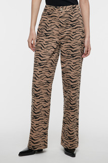 брюки джинсовые женские Джинсы широкие прямые с тигровым принтом Befree