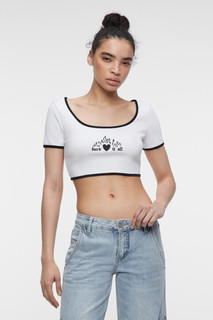 футболка женская Топ-футболка хлопковый укороченный с принтом Befree