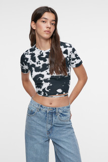 блузка женская Топ-футболка хлопковый с открытой спиной и завязками Befree