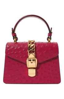 Сумка Sylvie mini из кожи страуса Gucci