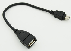 Кабель USB (f)-mini USB (m) 0.2м черный Noname