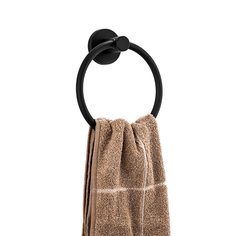 Держатель для полотенец, с кольцом, нержавеющая сталь, черный, Frap, F30204