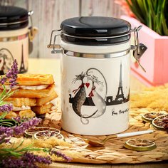 Банка для сыпучих продуктов, доломит, 0.55 л, с крышкой, Daniks, Ля Мур Эффель